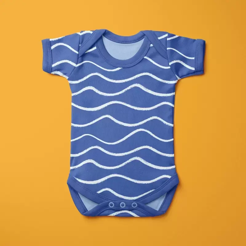 Crayon waves blue onesie