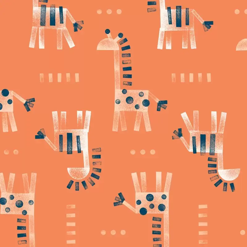 Giraffe and Zebra stamped pattern