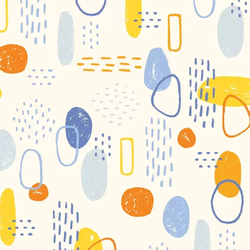 Shapes and lines pattern multicoloured on cream