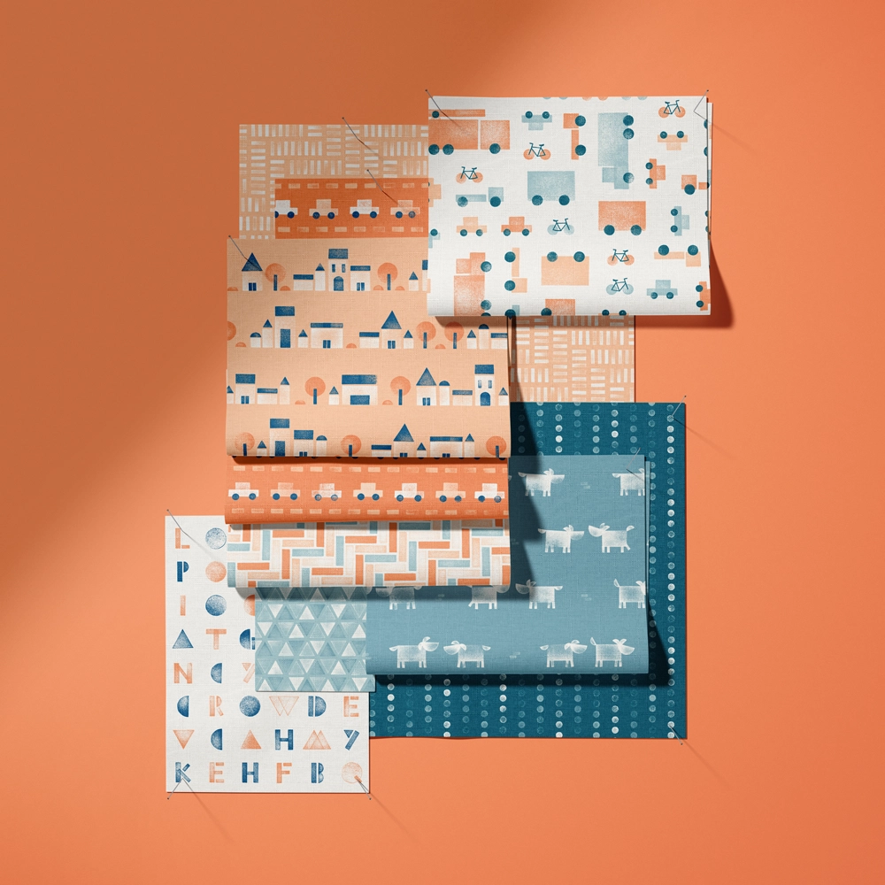 Fabric from the stamp city collection
